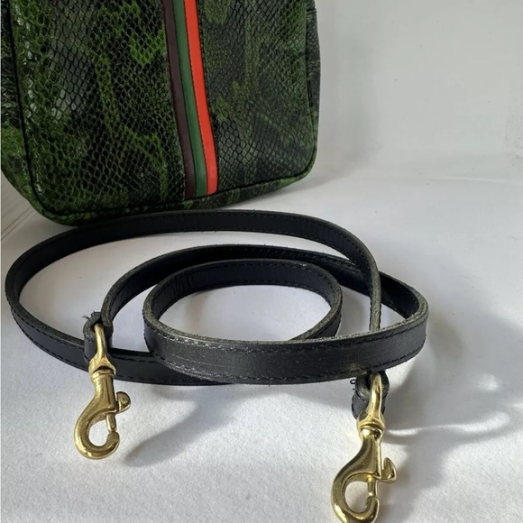 Clare V Fern Miro Stripe Snake Green Crossbody Midi Purse Sac~originally $345! - Picture 8 of 8